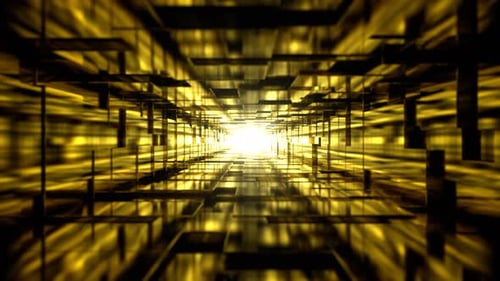 Gold Abstract Mirrored Cubes Tunnel Background Vj Loop In 4K