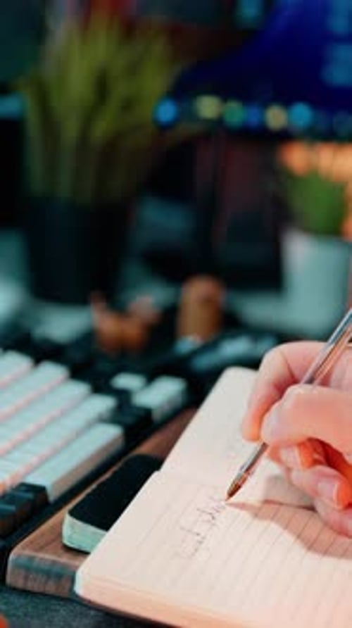 taking notes notebook work diary home office interior