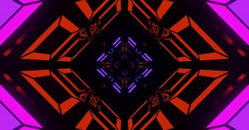 Neon Futuristic Abstract Geometric Tunnel Loop Background