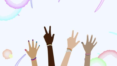 Diverse Hands with Pride Flags Celebrating Unity