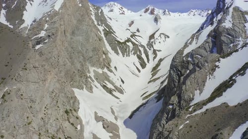 Aerial View of Snowcapped Mountains Rocky Peaks and Valleys in the Himalayas