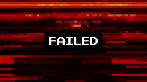animation pixel glitch screen with failed text