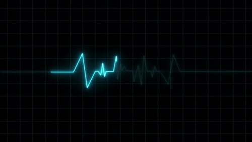 Blue Heartbeat Line ECG Monitor Animation