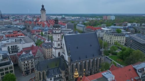 Luftaufnahme der Thomaskirche, Leipzig, Deutschland