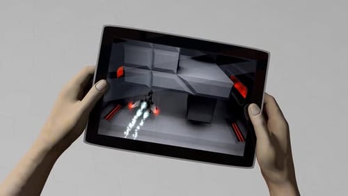 Futuristisches Raumschiff-Spiel auf dem Tablet