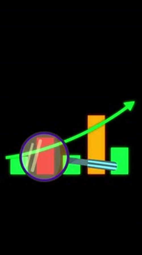 A Goal İn A Magnifying Glass And A Growth Graph On Vertical Alpha Channel