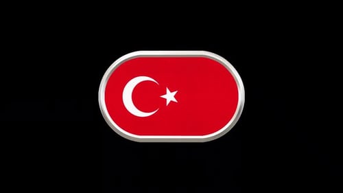 3D Animated Oval Icon of the Turkish Flag Rotating