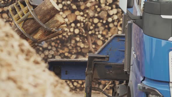Handheld Woodworking Industry Recycling of Tree Trunks Into Splinters ...