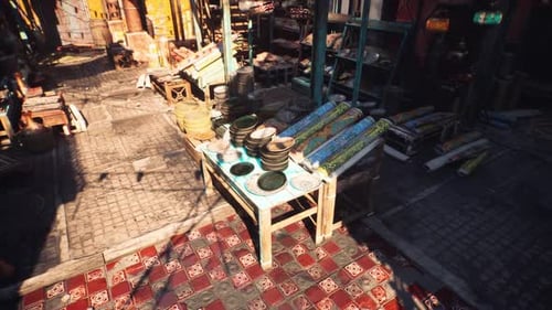 Vibrant Market in a Small African Town Showcasing Local Crafts and Goods