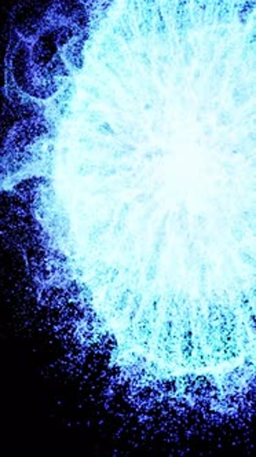 Futuristic Glowing Blue Particle Burst Animation