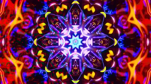 Colorful abstract design with flower. Kaleidoscope VJ loop