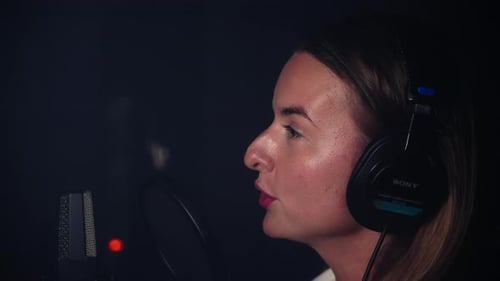 Voice Recording Session in Audio Studio