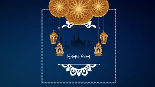 Elegant Ramadan Kareem Title Animation with Golden Lanterns