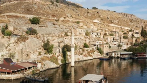Famous Sunken Mosque In Historical Village Of Old Halfeti By Euphrates River In Sanliurfa, Turkey. -