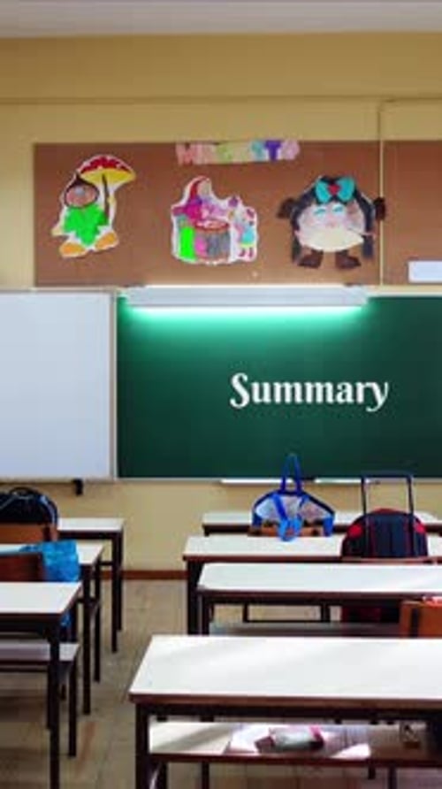 Vertical Video of Summary Word Written on School Board