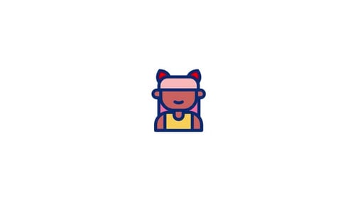 Animated Flat Design Person Icon with Color Changes