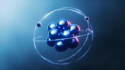 Physics atom with dark blue background