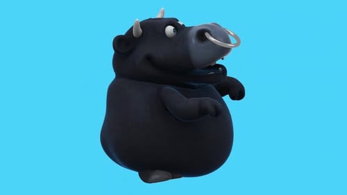 Fun 3D cartoon bull dancing (with alpha channel)