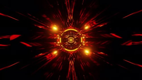 Red visualization with musical rhythms VJ loop 3D render. Visual images for disco, nightclub