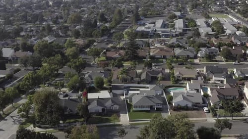 Aerial View of a Sunny Suburban Neighborhood