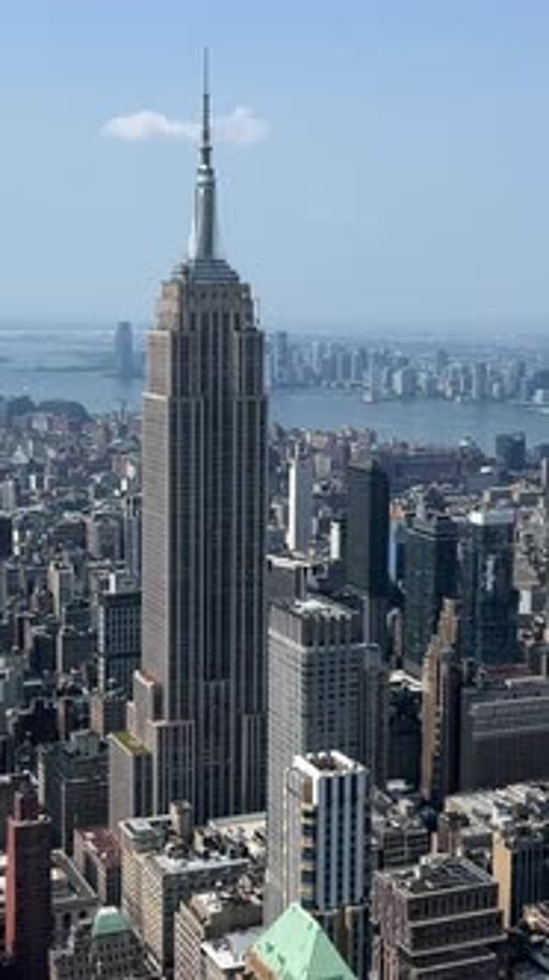 Stunning and Breathtaking Aerial View of the Iconic Empire State Building Located in NYC