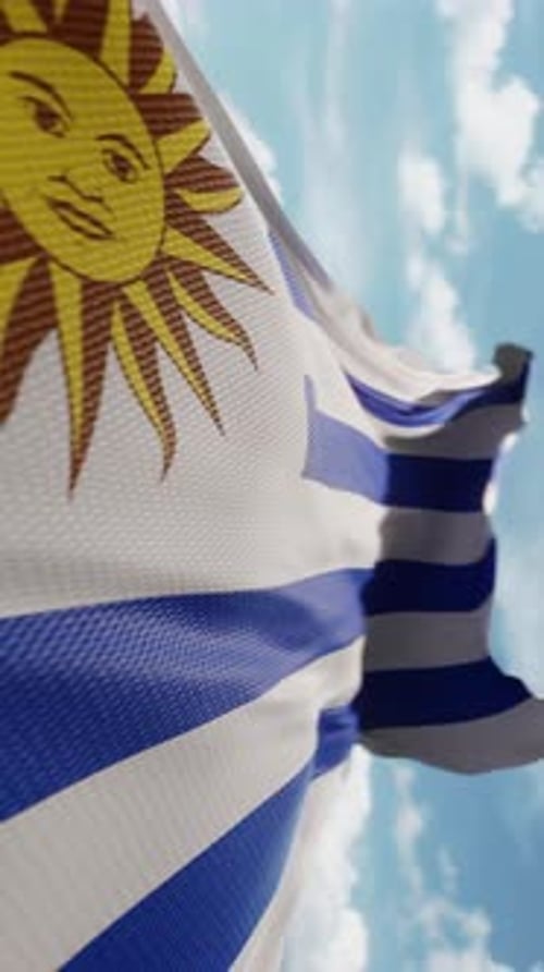 Uruguay National Flag Waving in the Wind Animation