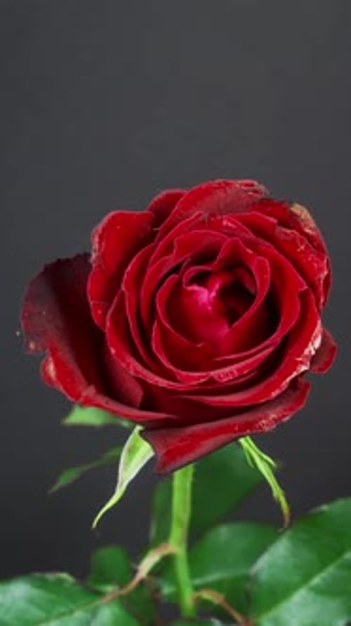 Dark Red Rose Blooming in Time-Lapse