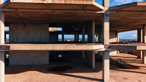 Footage along the floors of the building under construction.