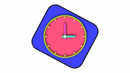 Animação de relógio de parede. Relógio de 12 horas animado.