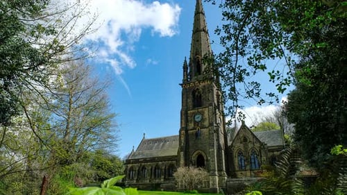 time lapse of a church in a bustling bush