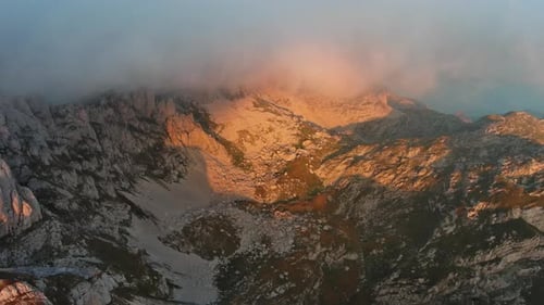 Sunset Mountains and Dramatic Clouds