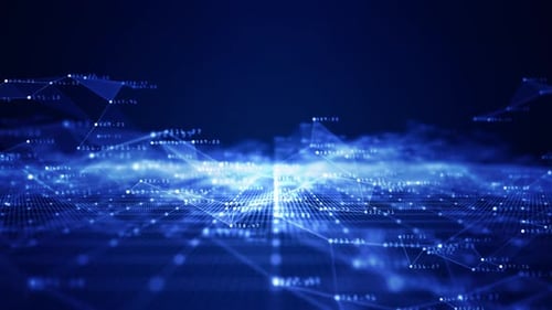 Abstract Digital Network with Interconnected Data Points and Glowing Background