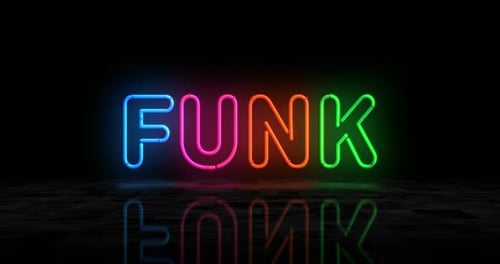 Funk music music symbol glowing neon 3d lights