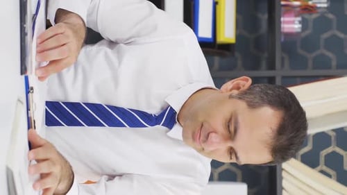 Vertical video of Portrait of reliable and loyal businessman.