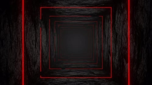 Red On Black Circular Saw Tunnel Background Vj Loop Animation In 4K