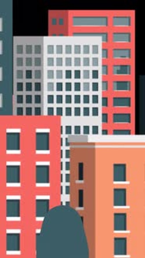 City Buildings View Parallax On Alpha Channel Vertical