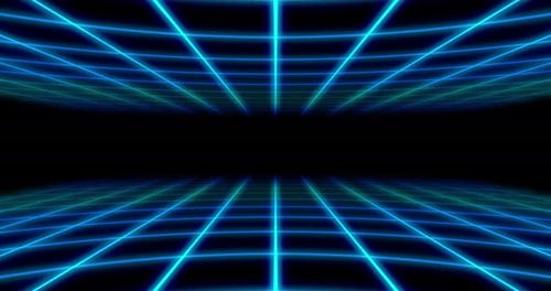 Neon Grid Tunnel Moving Loop Background