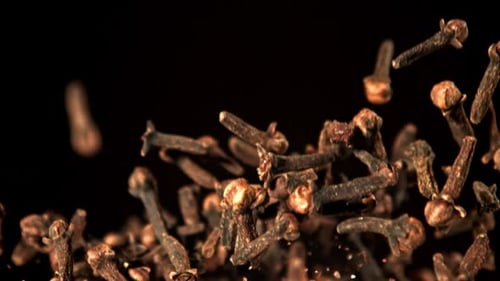 Super Slow Motion Clove Spices Filmed on a Highspeed Camera at 1000 Fps
