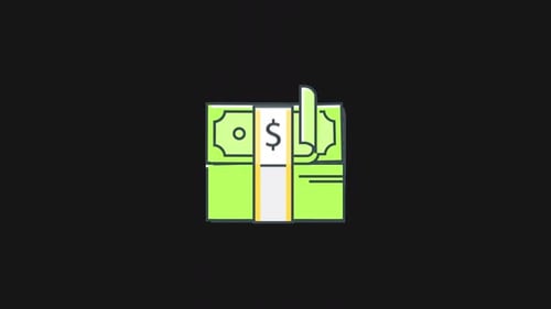 Animated Flat Design Money Stack Icon for Finance