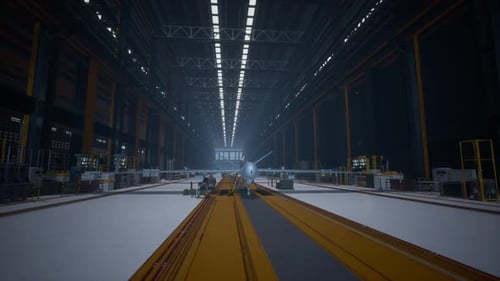 Military Drone or Unmanned Aerial Vehicle UAV in Hangar