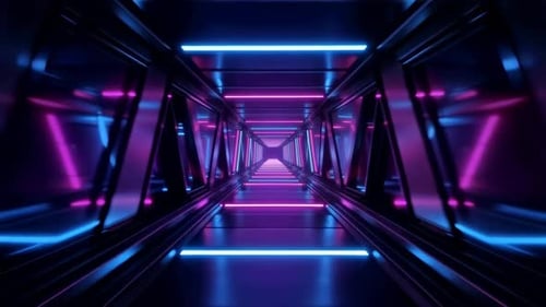 Futuristic Sci Fi Neon Tunnel Cyberpunk Corridor Loop