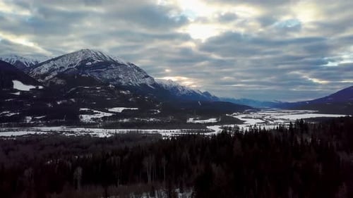 Dramatic Sunrise Over The Bugaboo Mountain Range Near The Town Of British Columbia, Canada. -wide sh