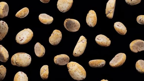 Falling Potato Chunks with Red Berries Seamless Loop