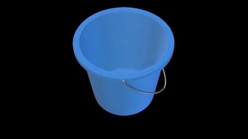3D Rotating Blue Plastic Bucket Animation