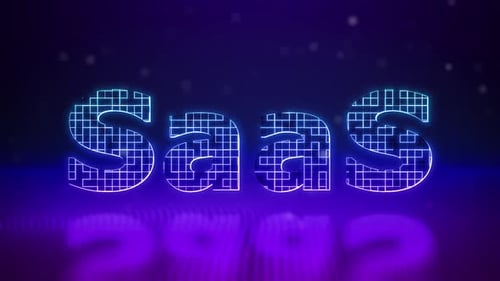 Neon SAAS Text Reveal on Futuristic Grid Background