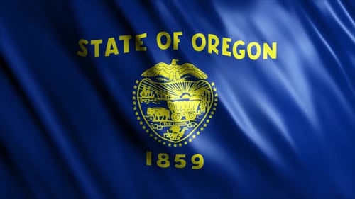 Oregon State Flag Waving with Realistic Fabric Effect