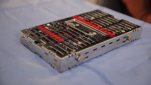 Surgical Instruments Inside of a Metal Container