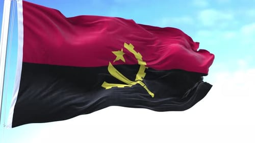 Angola Flag Waving in Realistic Slow Motion
