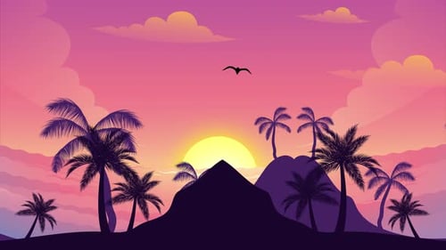 Sunset Palm Beach Animation