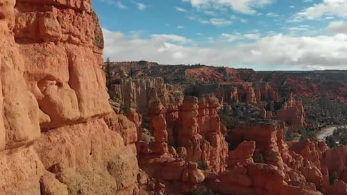 Aerial of Interesting Rock Formations in Bryce Canyon During Winter